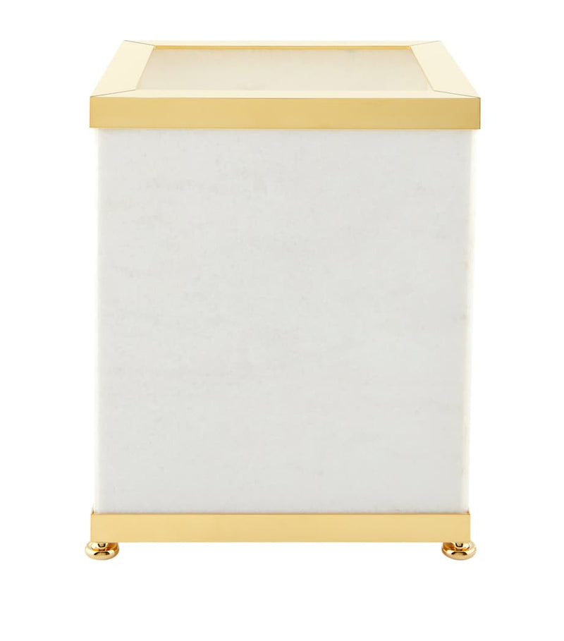 ZODIAC white marble bin with gold hardware (British brand)