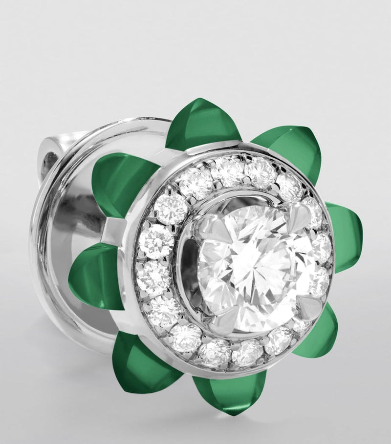 Marli New York Tip-Top earrings with diamonds and green agate, imported from the UK