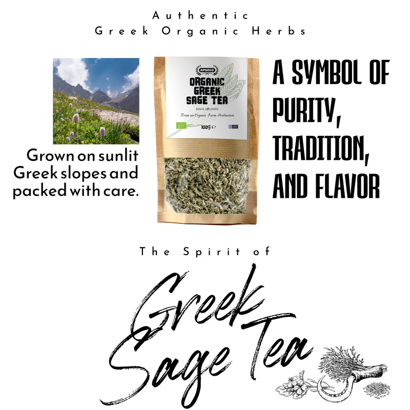 APSOGO organic sage tea loose leaf 100g, imported from the UK