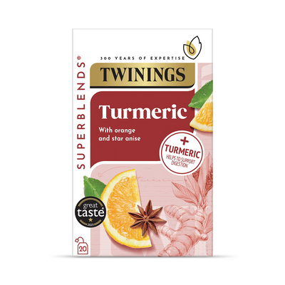 Holland & Barrett Twinings Superblends Turmeric Orange Flavour Herbal Tea 20 Bags- Buy online at McGrocer