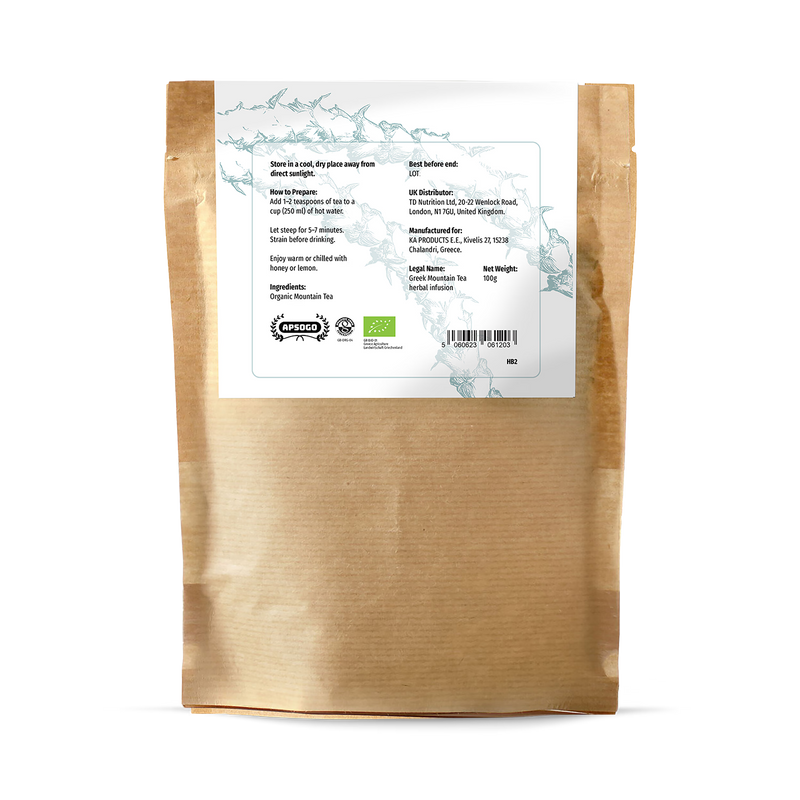 APSOGO organic Greek mountain tea loose leaf 100g, imported from the UK