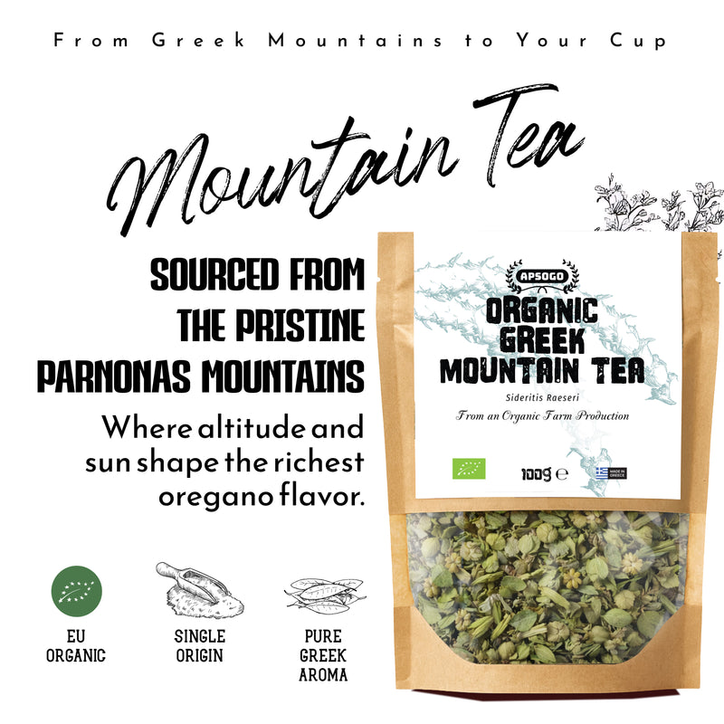 APSOGO organic Greek mountain tea loose leaf 100g, imported from the UK