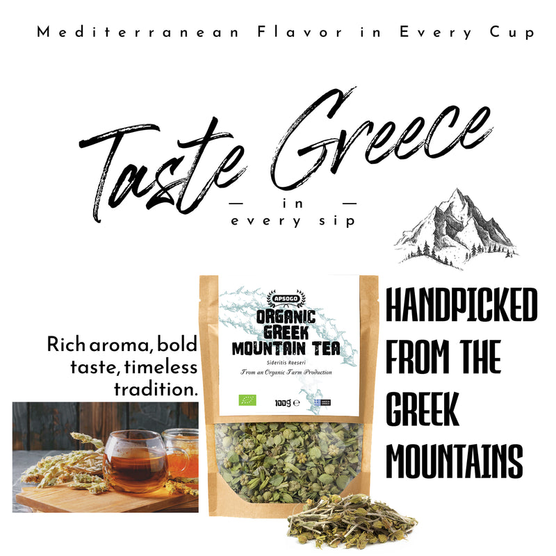 APSOGO organic Greek mountain tea loose leaf 100g, imported from the UK