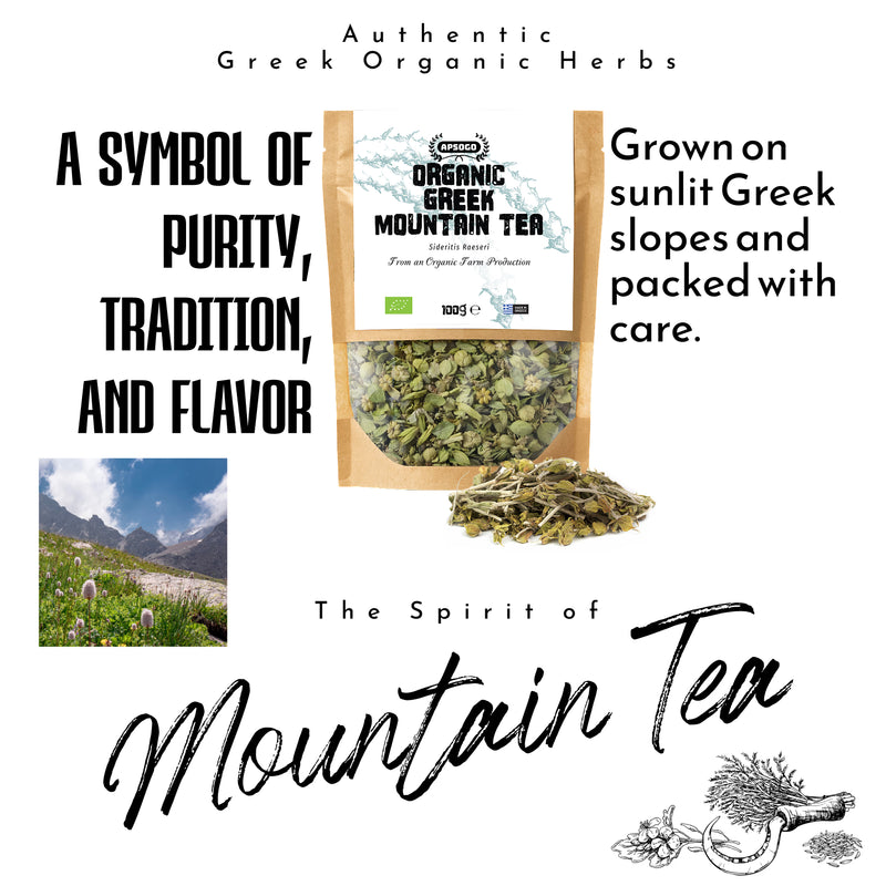 APSOGO organic Greek mountain tea loose leaf 100g, imported from the UK
