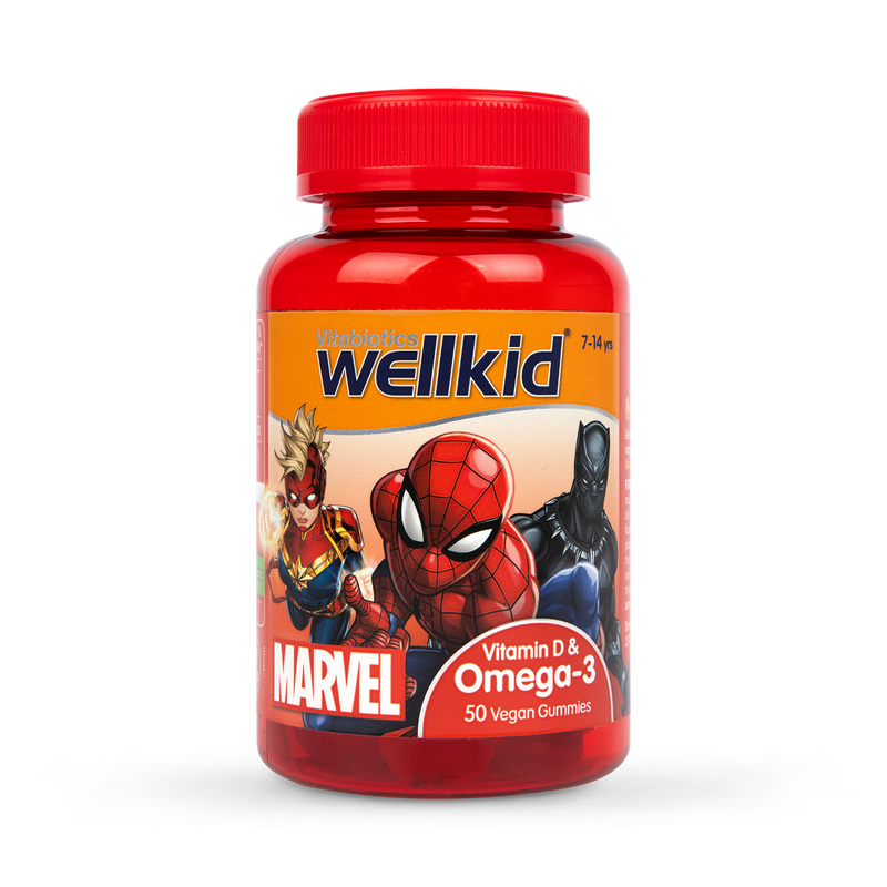 Vitabiotics Wellkid Marvel vegan soft jellies 50 count, imported from the UK