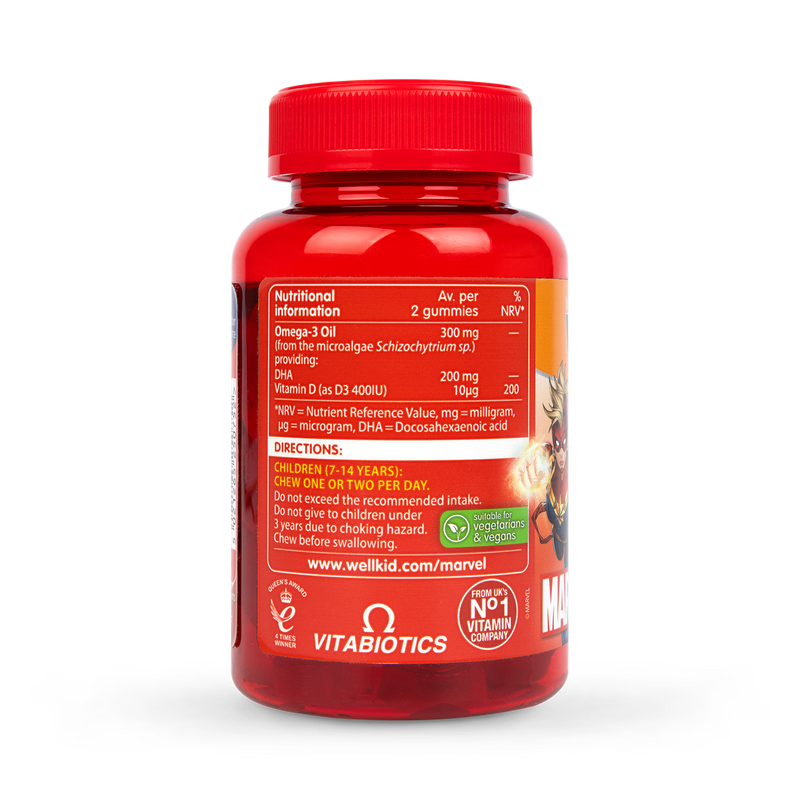 Vitabiotics Wellkid Marvel vegan soft jellies 50 count, imported from the UK