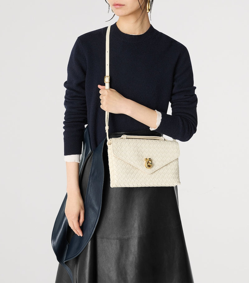 Bottega Veneta Knot Lock top-handle bag lambskin Intrecciato, imported from the UK