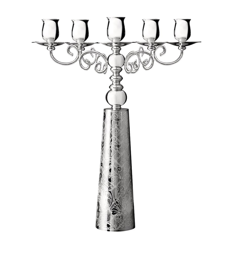 Christofle Jardin d'Eden five-light candelabra in silver plate - British product