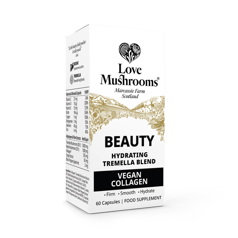 LOVE MUSHROOMS Vegan Collagen Beauty supplement 60 capsules (British brand)