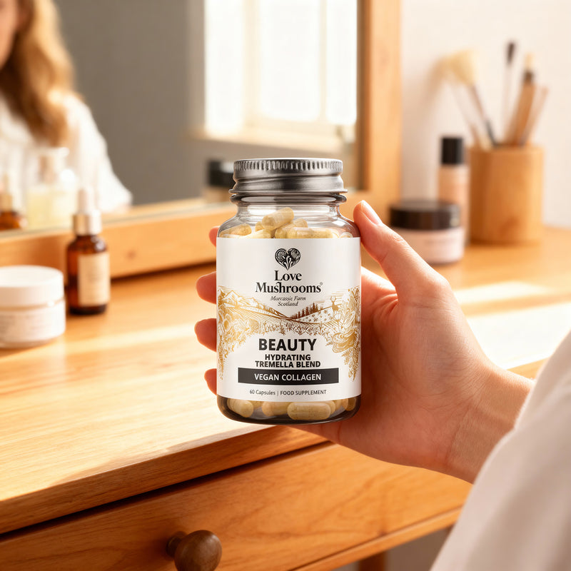 LOVE MUSHROOMS Vegan Collagen Beauty supplement 60 capsules (British brand)