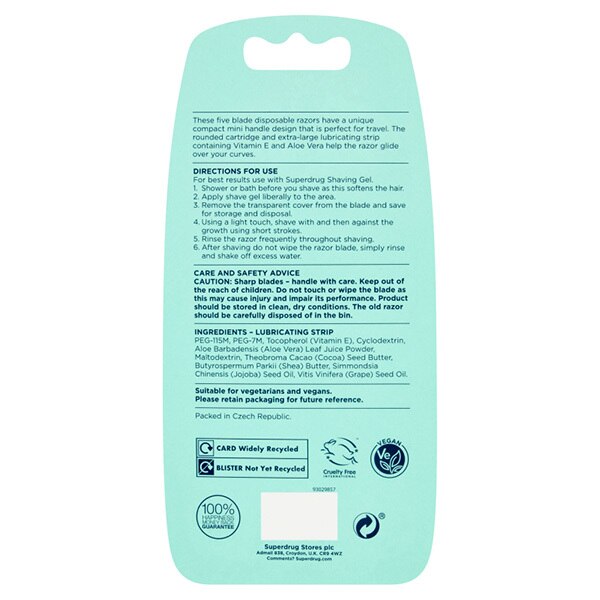 Superdrug Female 5 blade compact disposable razor x 3 GOODS Superdrug