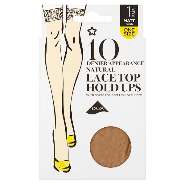 Superdrug sheer lace top hold ups natural (British brand)