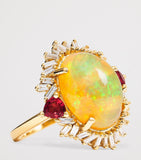 Suzanne Kalan opal and diamond portrait ring 18kt yellow gold, imported from the UK