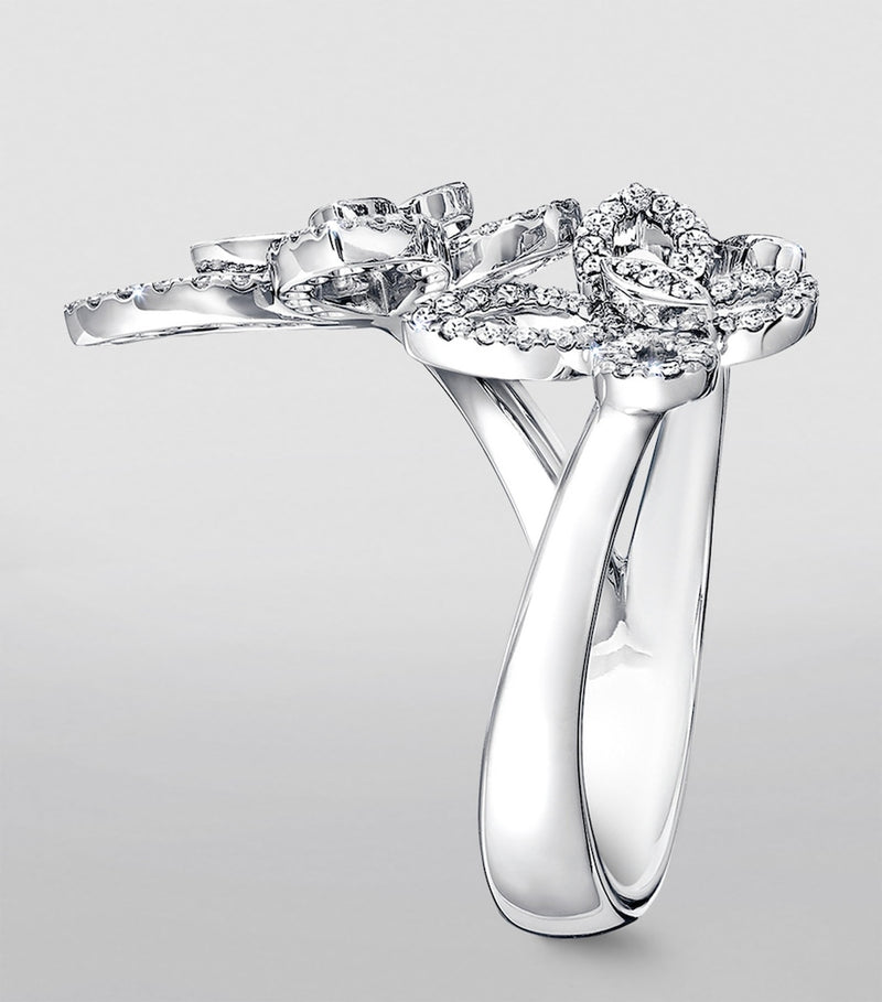 Graff white gold diamond butterfly ring, UK version