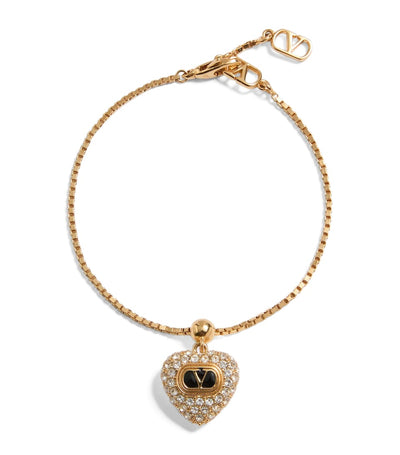 Harrods Valentino Garavani Enamel and Crystal Heart Bracelet 14cm- Buy online at McGrocer