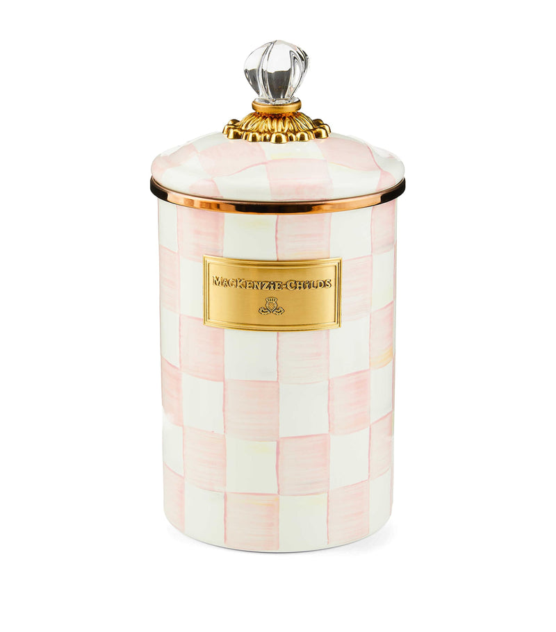 MacKenzie-Childs Rosy Check canister 12cm, imported from the UK