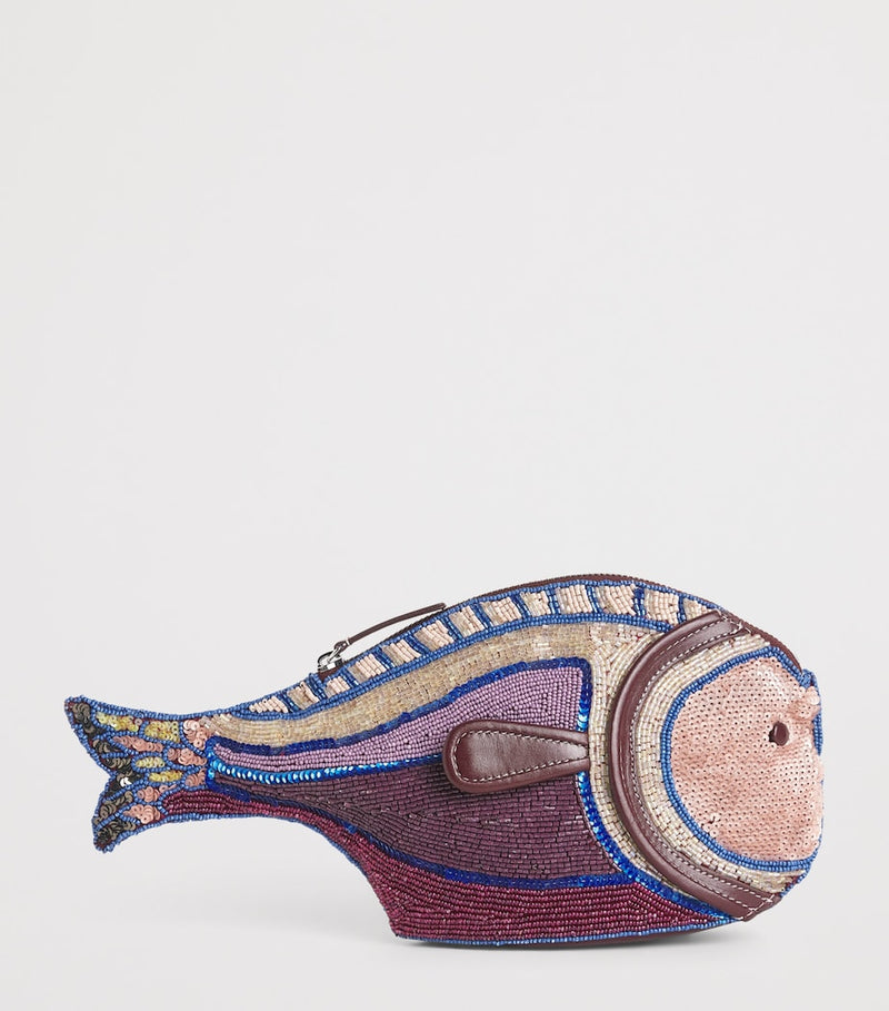 STAUD beaded Pesce clutch bag (British brand)