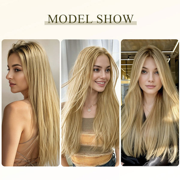 Livingandhome clip-in straight hair extensions 55cm, UK version
