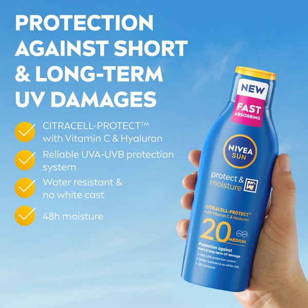 Nivea Sun Cream Lotion SPF 20 200ml, imported from the UK