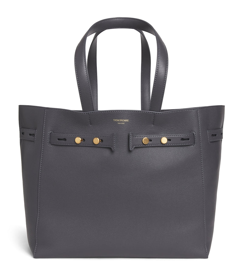 Thom Browne leather Cabas tote bag with zip pouch - British product