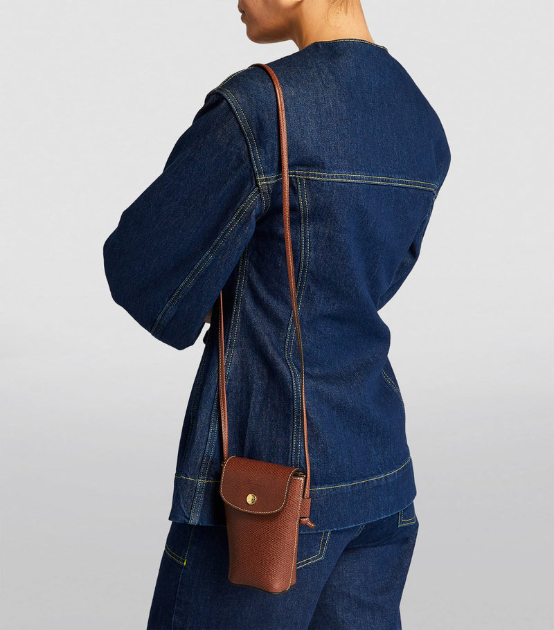 Longchamp Épure leather phone case with strap, UK version
