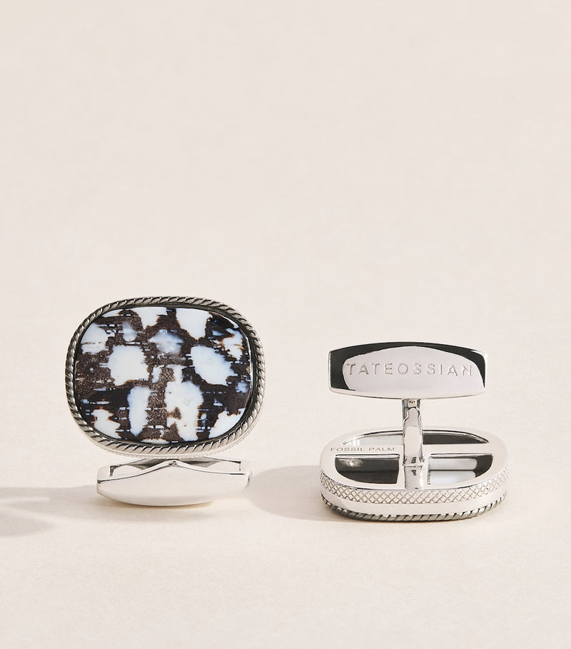Tateossian sterling silver fossil palm cufflinks, UK version