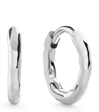 Monica Vinader silver huggie earrings with textured finish, imported from the UK