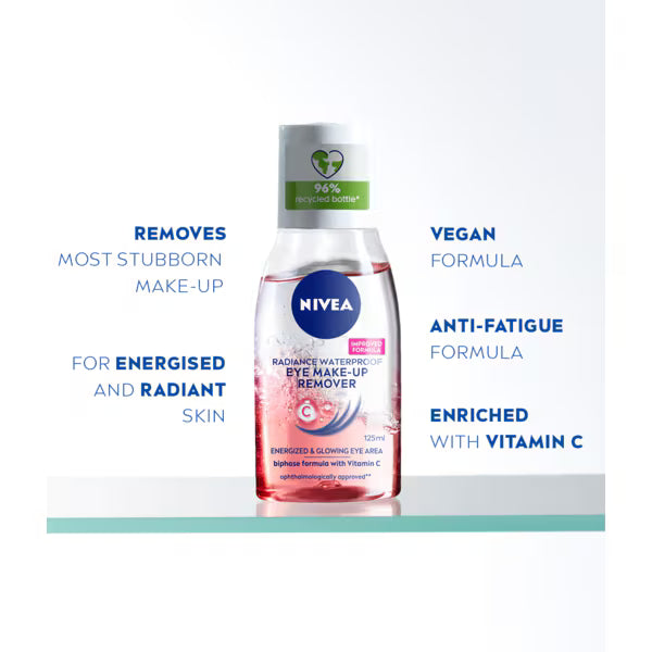 Nivea Eye Makeup Remover Radiance 125ml, imported from the UK