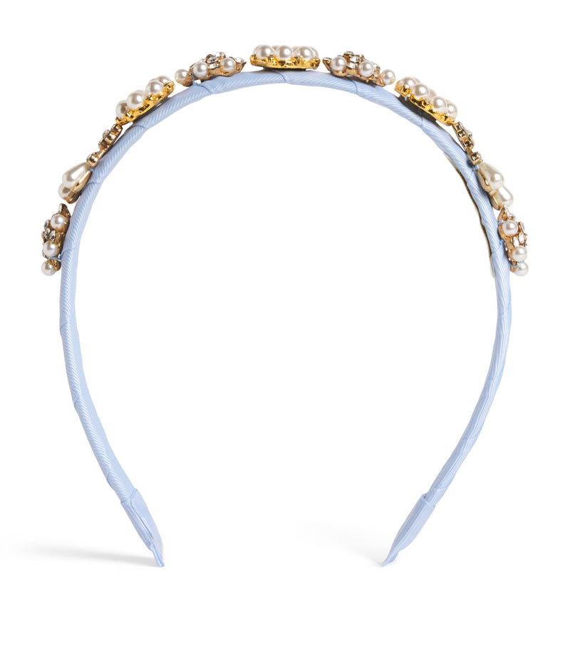 David Charles diamanté and faux pearl-embellished headband - British product