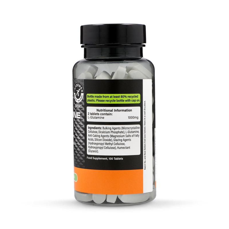 L-Glutamine amino acid supplement tablets 500mg 100 count, imported from the UK