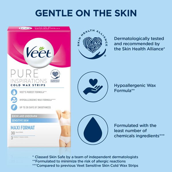 Veet Pure Inspiration Wax Strips Bikini & Underarm x30 GOODS Superdrug