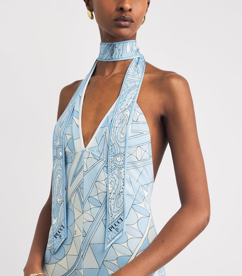 Pucci rhinestone-embellished printed twill scarf 160cm x 5cm - British product
