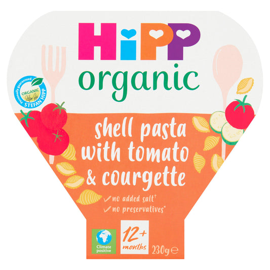 HiPP Organic Shell Pasta with Tomato & Courgette Toddler Tray Meal 1-3 Years 230g baby meals Sainsburys   