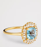 Suzanne Kalan gold ring with diamonds and sapphire, imported from the UK
