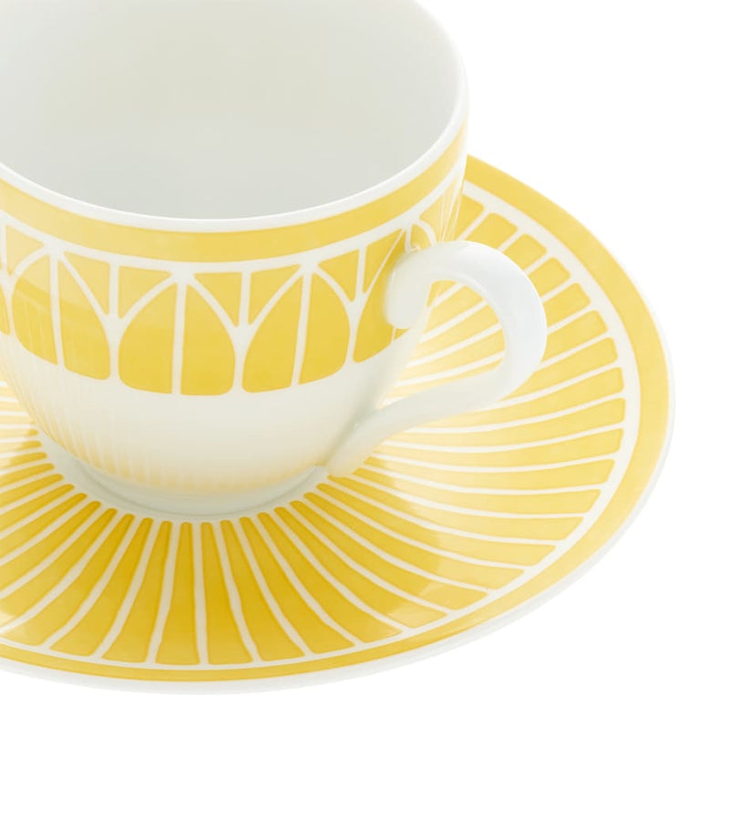 Christofle porcelain Malmaison Riviera espresso cup and saucer, imported from the UK