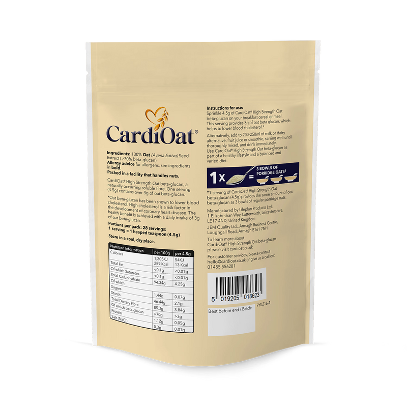 CardiOat high strength oat beta-glucan powder 126g (British brand)