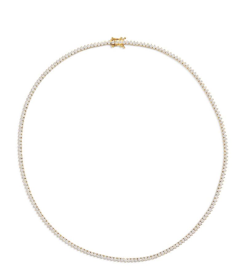 Harrods yellow gold diamond tennis necklace 5.25ct, imported from the UK