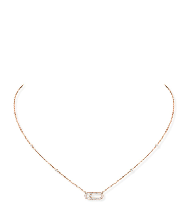 Messika Move Uno pink gold diamond necklace 0.22ct (British brand)