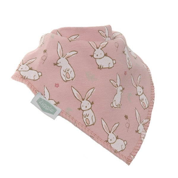 Ziggle Bunnies on Pink Bandana Dribble Bib 0-3 Months (British brand)