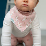 Ziggle Bunnies on Pink Bandana Dribble Bib 0-3 Months (British brand)