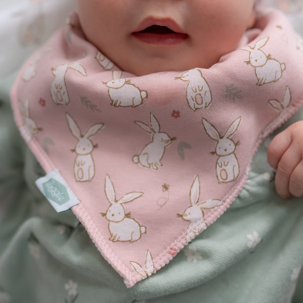 Ziggle Bunnies on Pink Bandana Dribble Bib 0-3 Months (British brand)