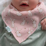 Ziggle Bunnies on Pink Bandana Dribble Bib 0-3 Months (British brand)