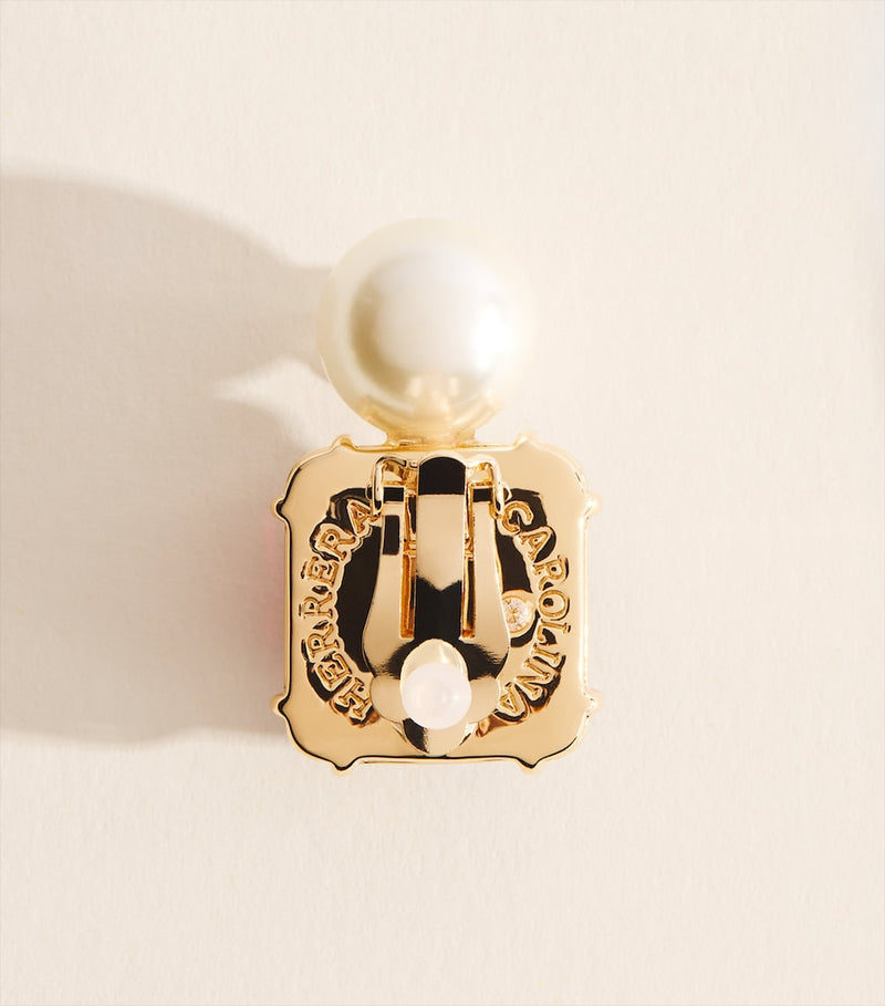Carolina Herrera clip-on earrings faux pearl crystal, imported from the UK