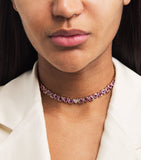 SHAY rose gold heart tennis necklace pink sapphires diamond (British brand)