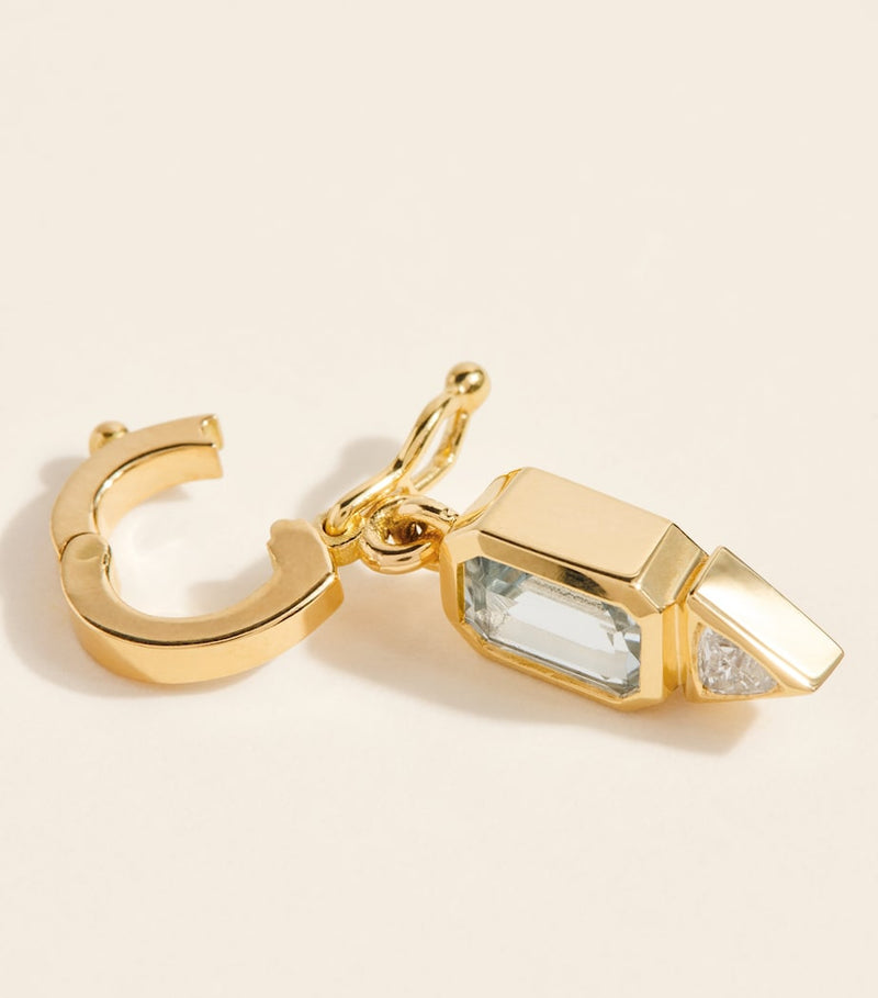 Azlee yellow gold diamond aquamarine March charm, UK version