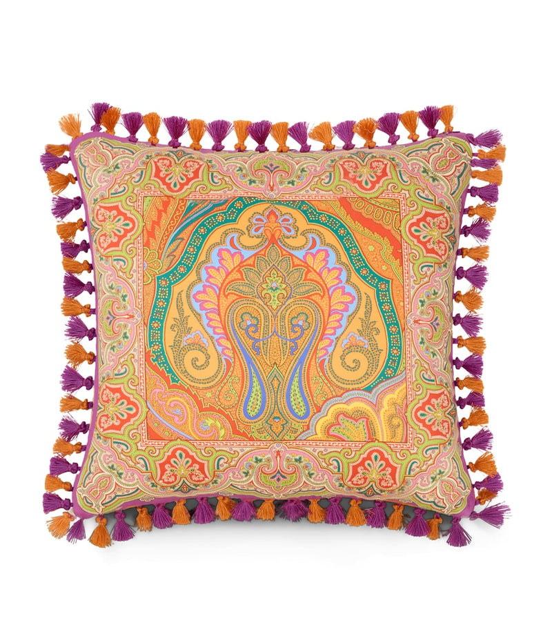 Etro Hoa tassel-trim cushion 45cm, imported from the UK