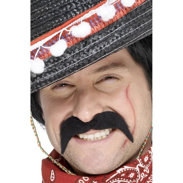 Smiffys Mexican Bandit Tash black self-adhesive moustache (British brand)