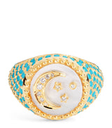 Harrods L'Atelier Nawbar Yellow Gold, Diamond and Turquoise Moonlight Ring Fine Jewellery Ring- Buy online at McGrocer