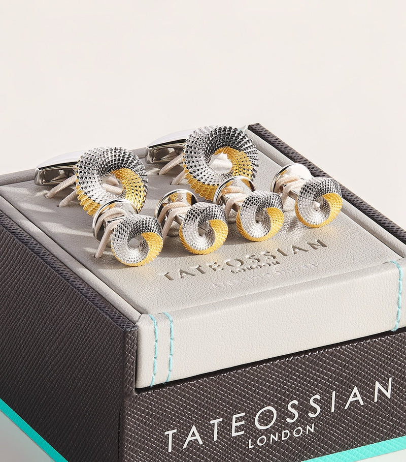 Tateossian Mobius knot cufflinks and studs set (British brand)