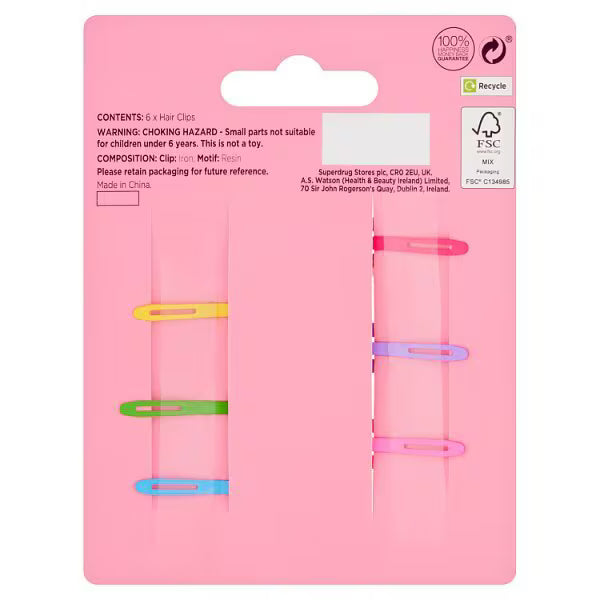 Snap hair clip set 6 pieces - British product